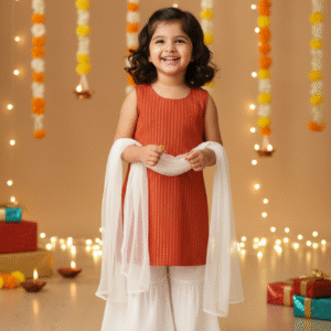 Girls Orange Kurta set